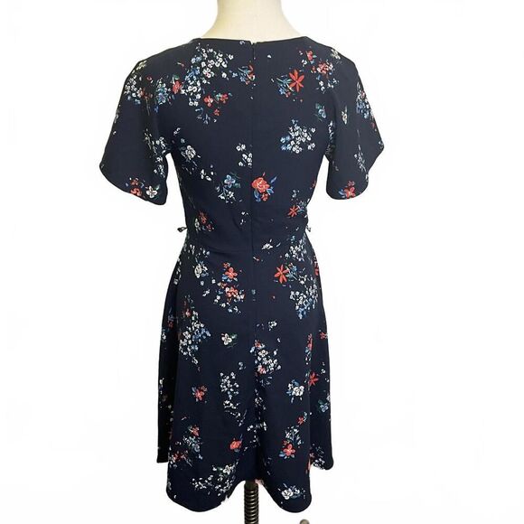 Banana Republic Women's Size 0 Navy Blue Floral Fit and Flare Mini Dress - Picture 6 of 12